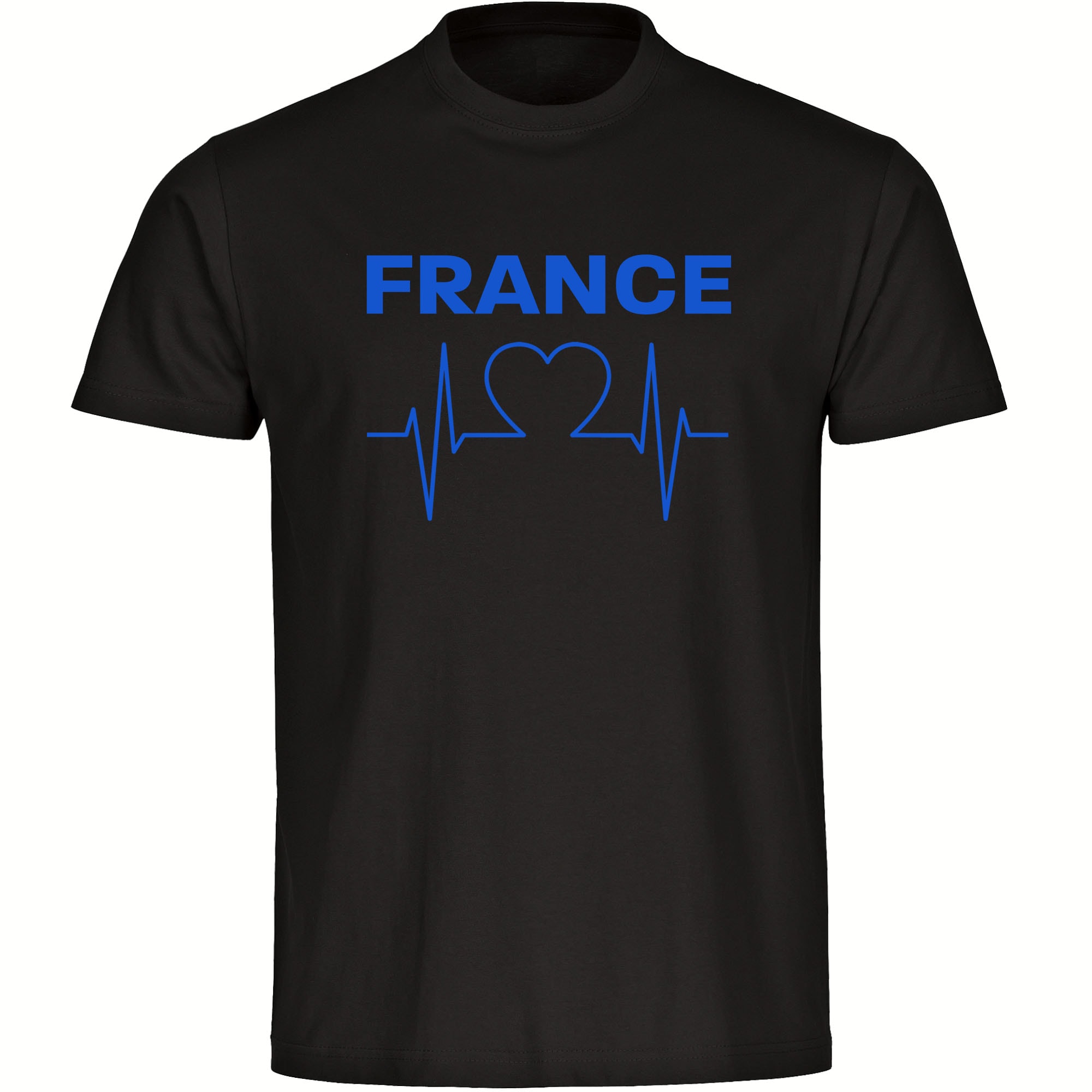multifanshop® Herren T-Shirt- France - Herzschlag - Druck blau