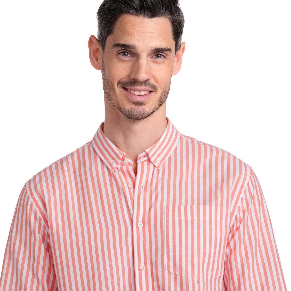 VanVaan Herren Hemd mit Leinenmix orange / weiss