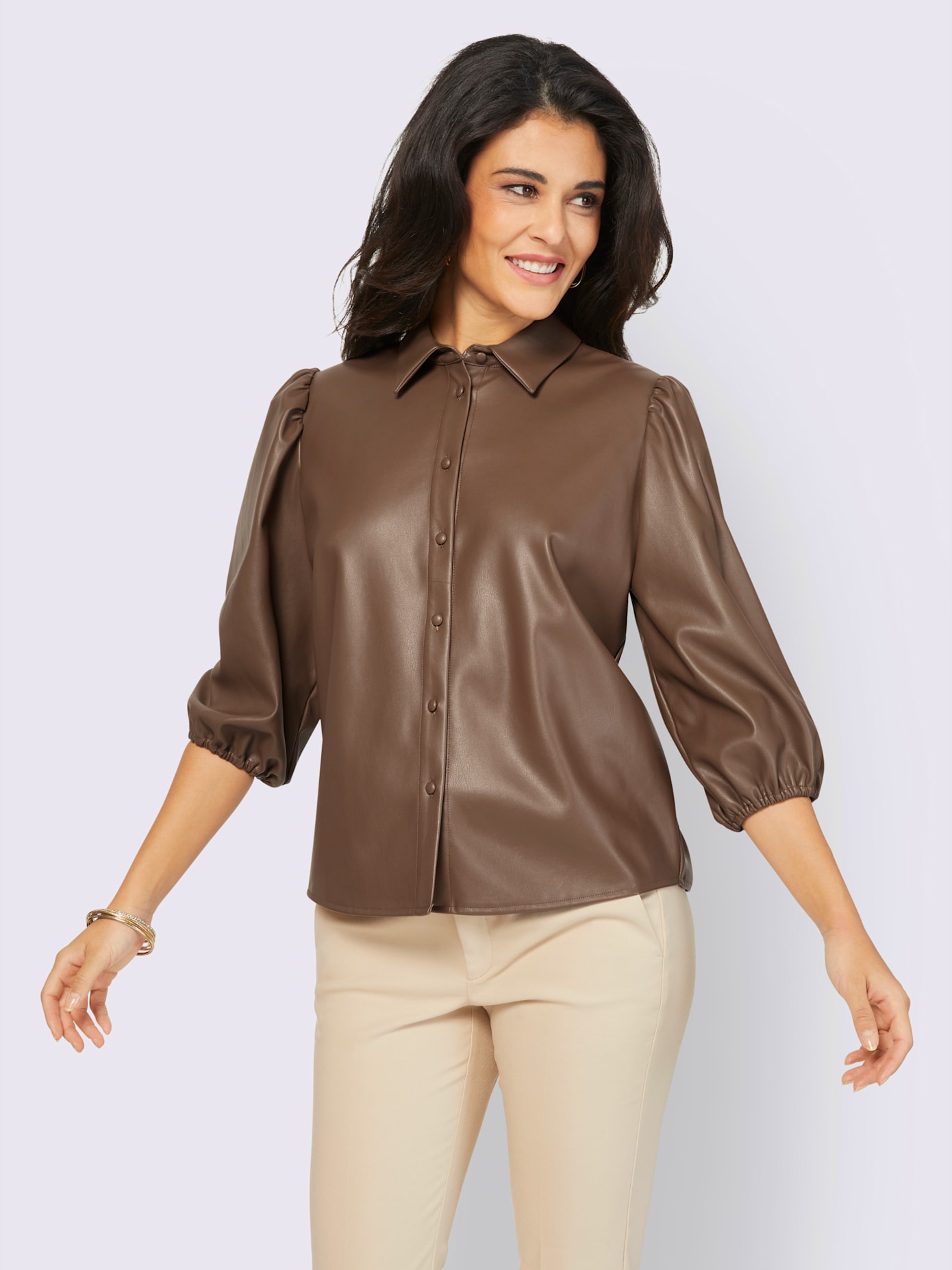 Chemisier synthétique imitation cuir souple