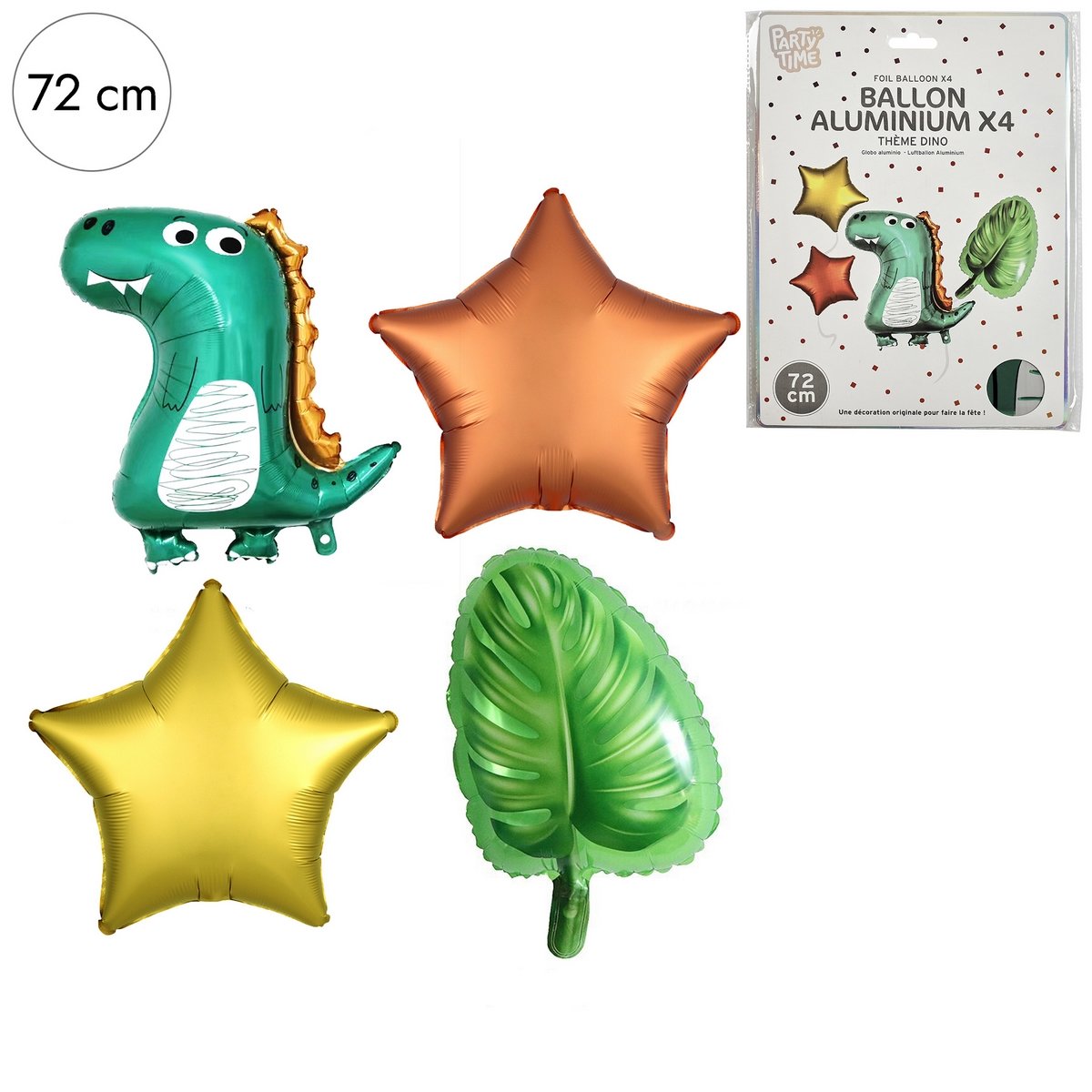 4 ballons aluminium thème dinosaure