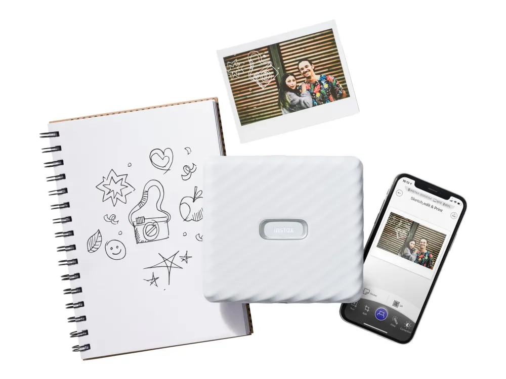 Fujifilm instax Link Wide - Printer - farve - LED - 86 x 108 mm op til 5 udskrifter/min (farve) - kapacitet: 10 fotos - Bluetooth 4.2 LE - askehvid