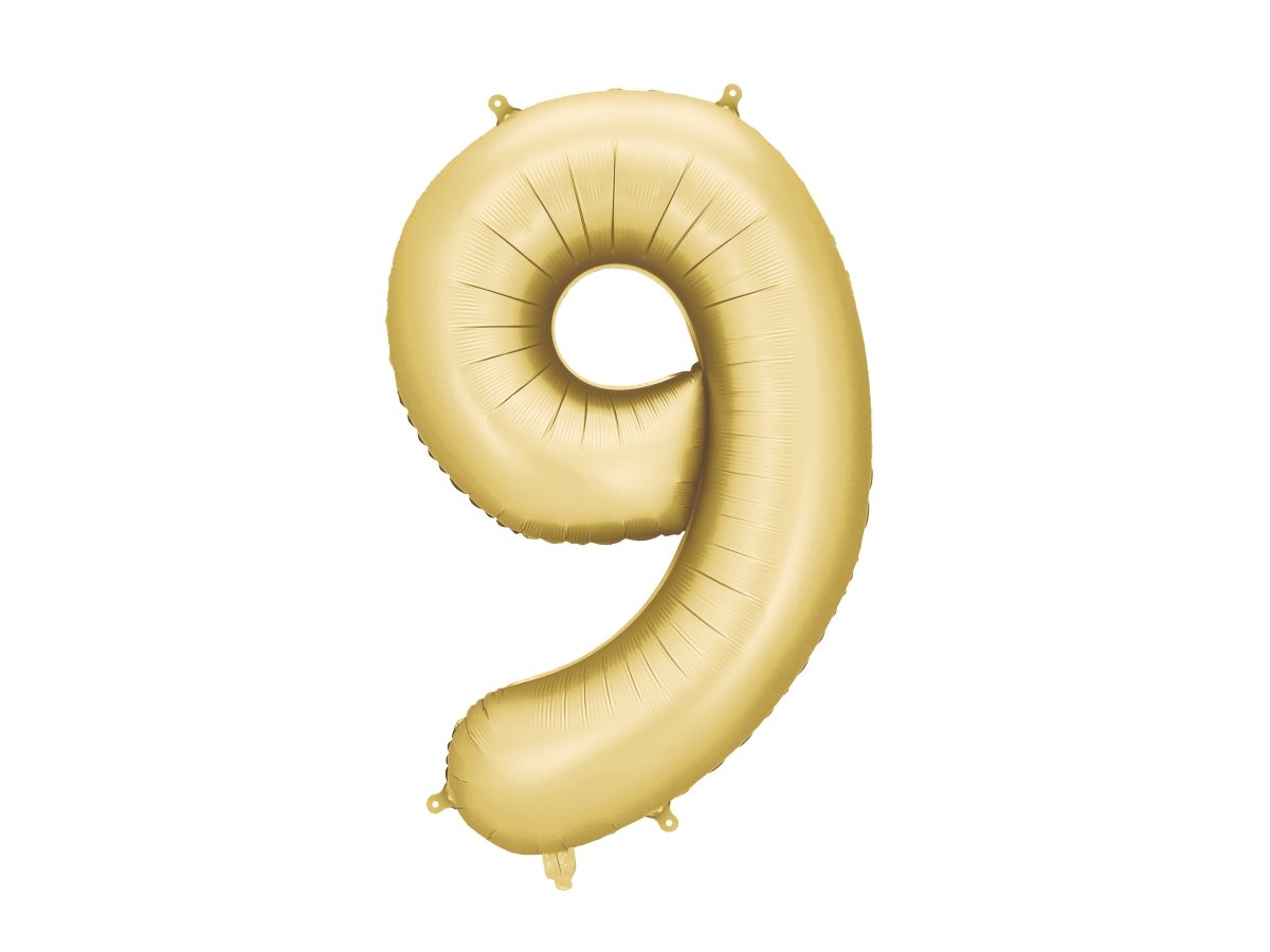 9 Jaar Cijfer Ballon Goud Satijn Folie Leeg 86cm