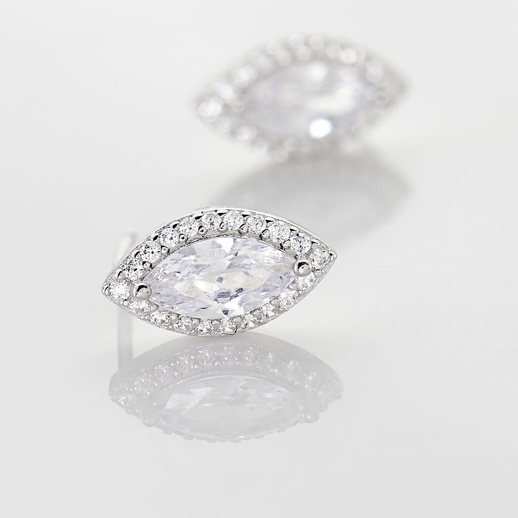 Boucles D'oreilles Puces Arone Argent Blanc Oxyde De Zirconium