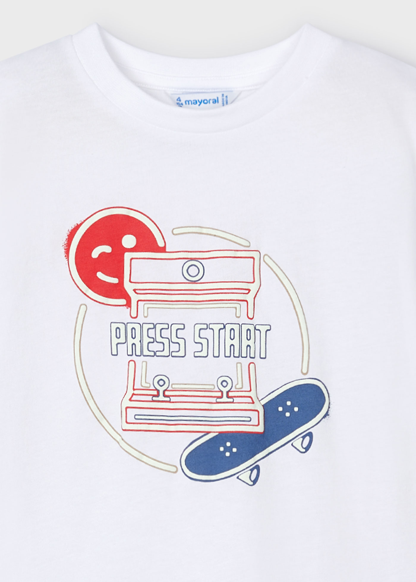 Camiseta Better Cotton com estampa luminescente para meninos, branca