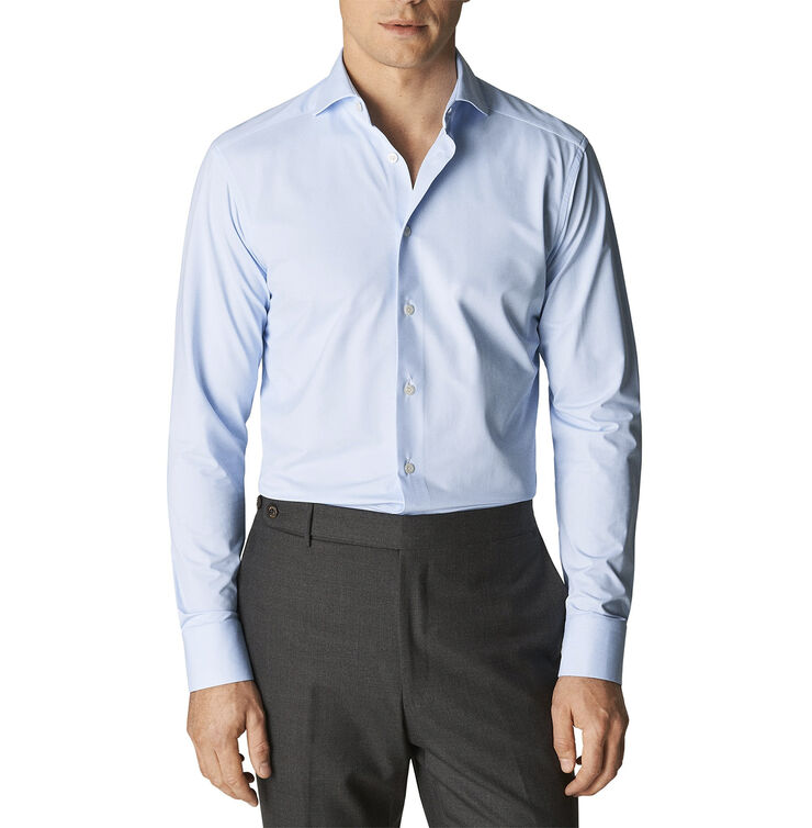 ETON Light Blue Four-Way Stretch Shirt - Contemporary Fit Blå