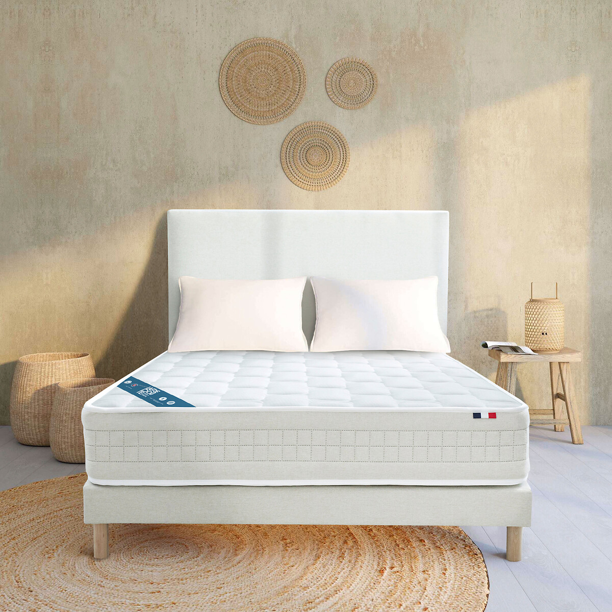 LA REDOUTE INTERIEURS<br>Conjunto de cama completo, colchão + base + pés + cabeceira