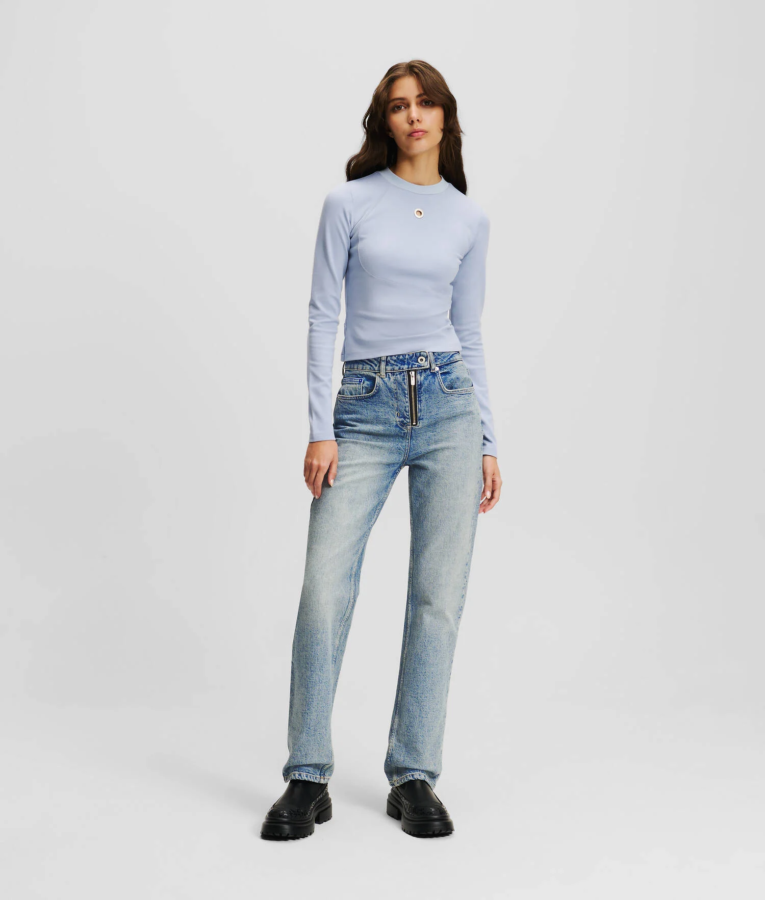 JEAN DROIT TAILLE HAUTE À BRAGUETTE ZIPPÉE KLJ