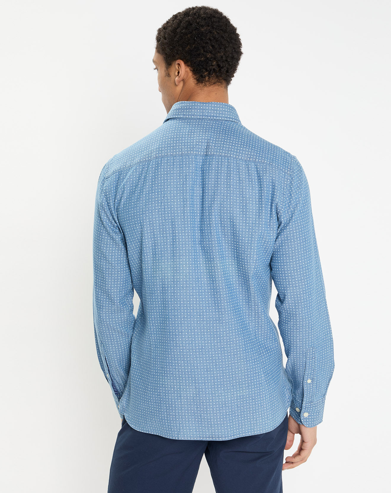 Hackett London Chemise Slim Fit à imprimé géométrique bleue