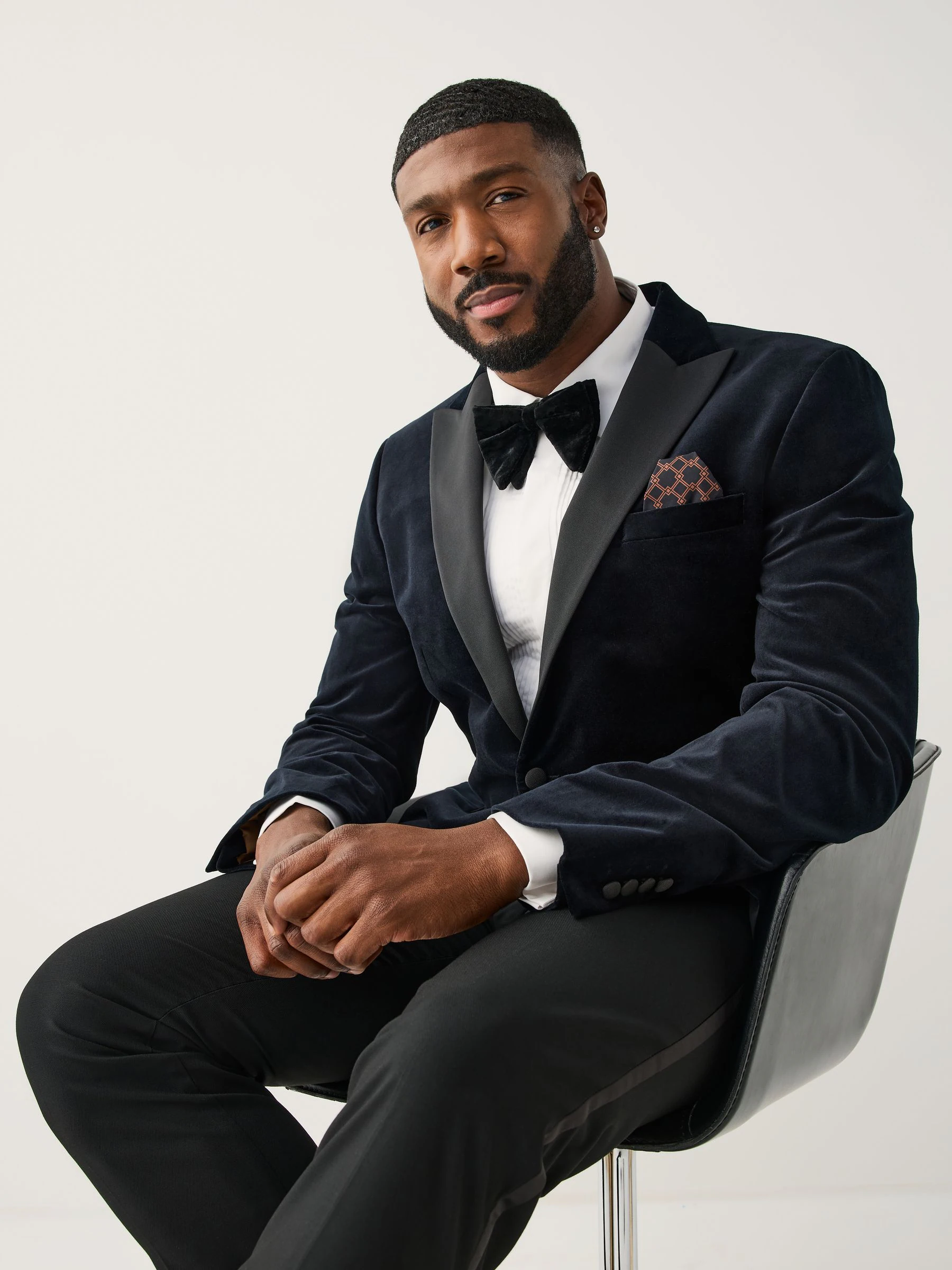 Zwart - Muscle Fit Motionflex Cotton Rich Velvet Blazer With Stretch
