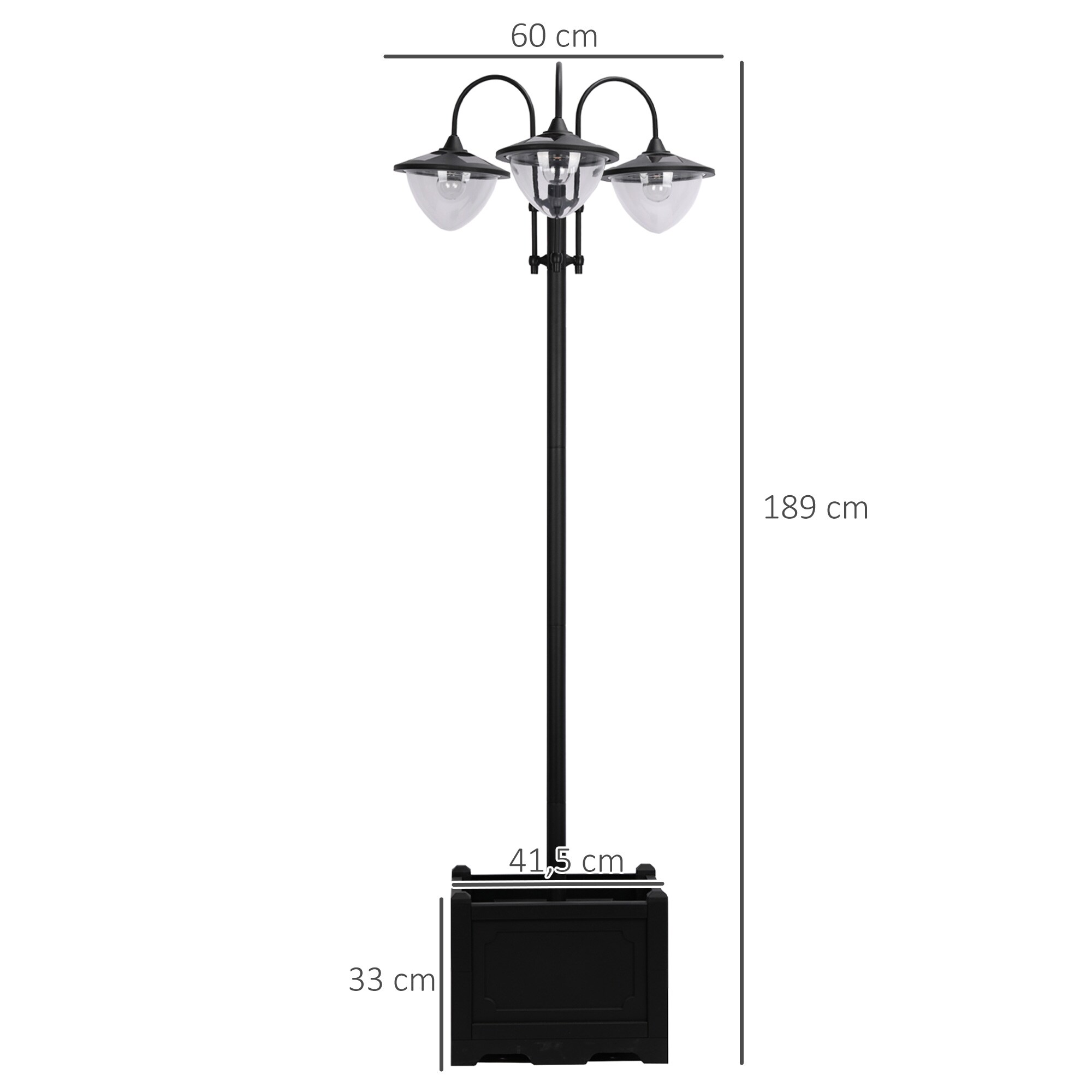 Outsunny Solar-Laterne mit Blumentopf schwarz 60 x 55 x 189 cm (LxBxH)