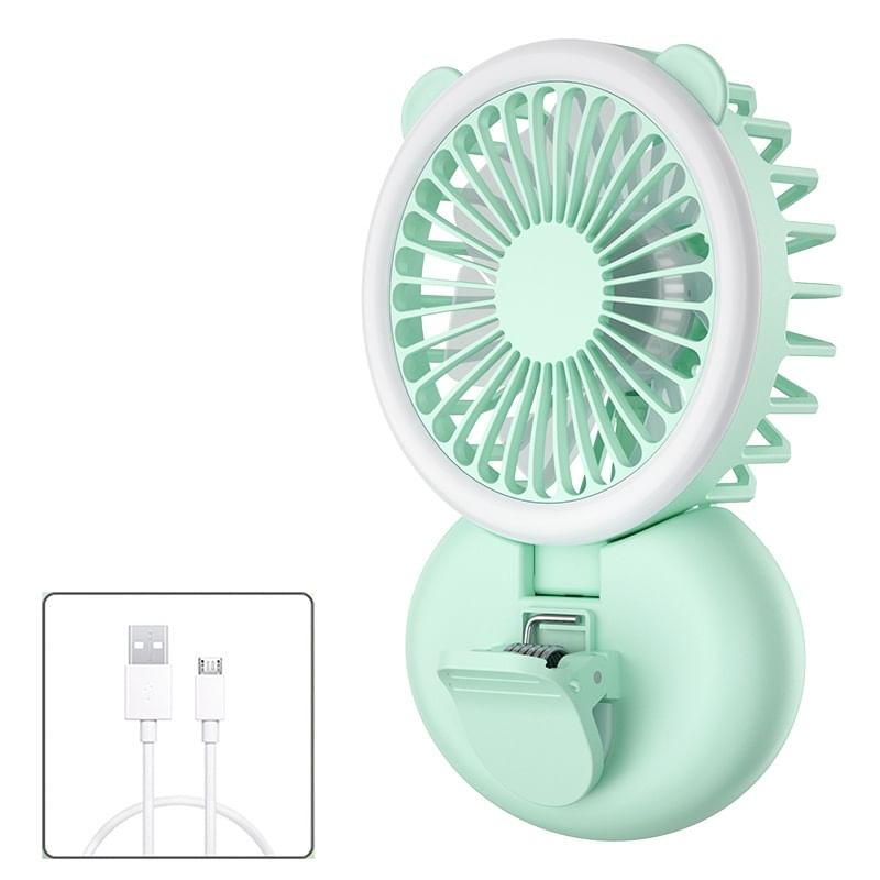 HOMTEC - USB oplaadbare clip-on ventilator met ringlamp