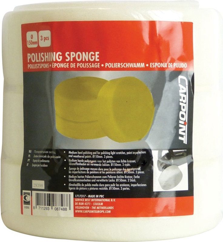 Carpoint - Polijstpad - Wit - Voor Poetsmachine - 15 cm Diagonaal - Medium Hard