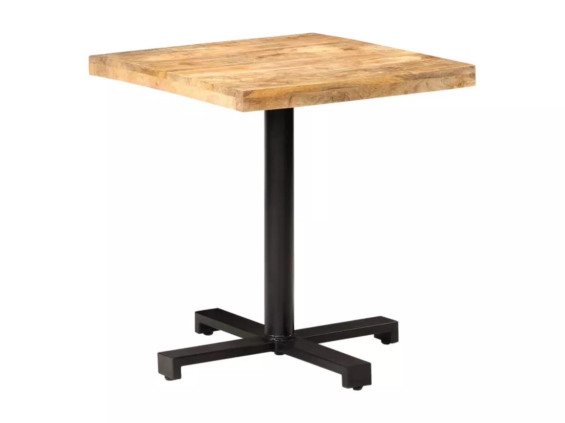 Table de bistro Carrée 70x70x75 cm Bois de manguier brut