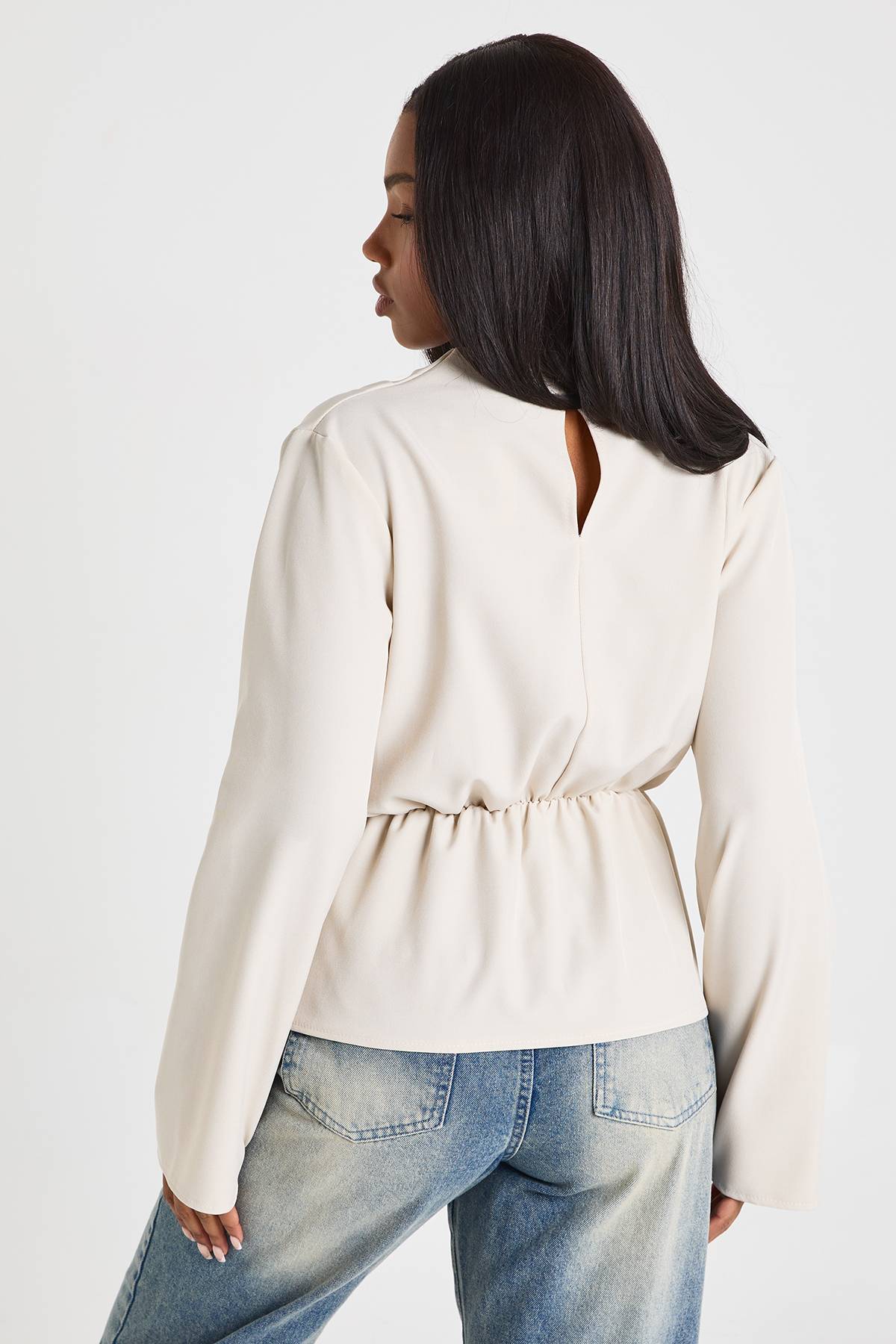 boohoo Haut à manches longues avec détails nœud Marl
