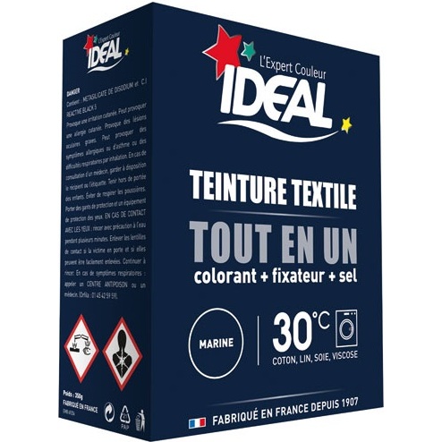 Teinture textile Tout en un Idéal  - Bleu marine - Boîte de 350 g