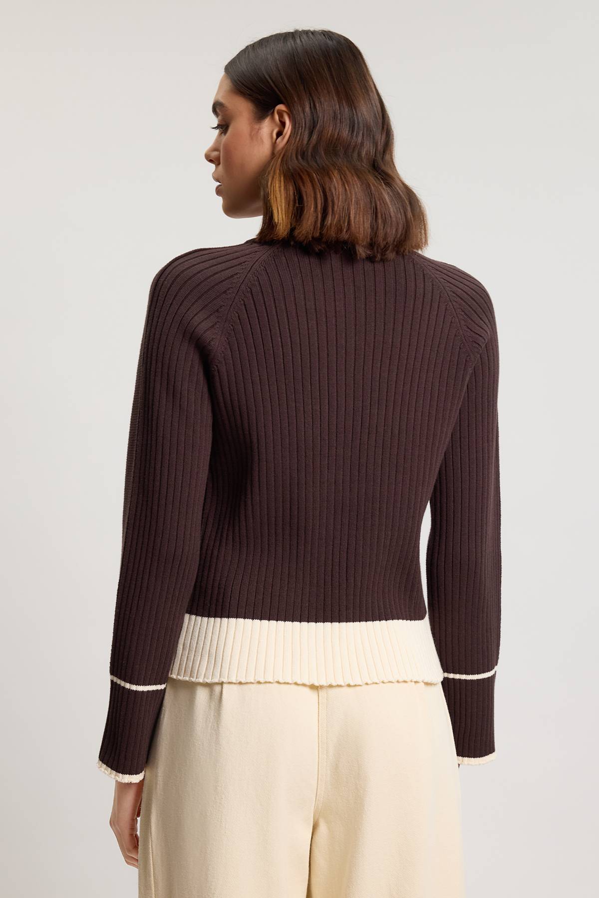 KarenMillen Synthétiquell Col Rond En Maille De Coton À Liserés Contrastés