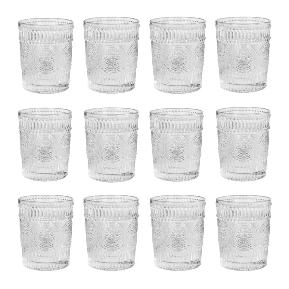 Krumble Waterglas vintage - 260 ml - Set van 12
