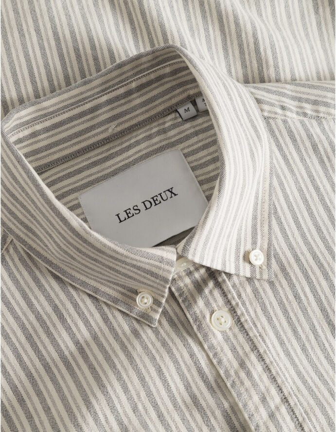 Les Deux Konrad Stripe Oxford Shirt Beige