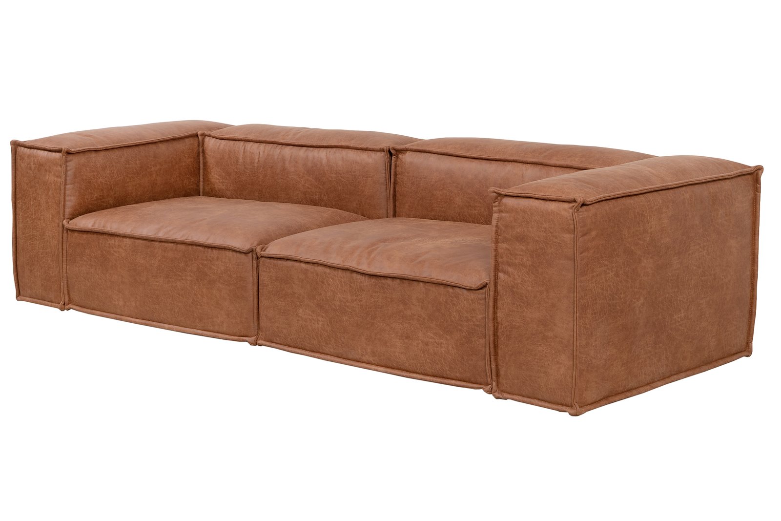 Box 3-seter XL sofa 3-seter. I hud Colorado Cognac 3 med sorte ben.