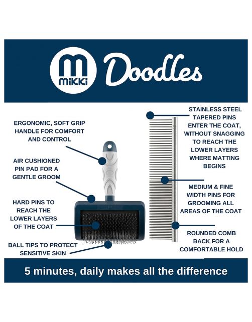 Mikki Doodle Grooming Kit - Hondenvachtborstel - Blauw Grijs