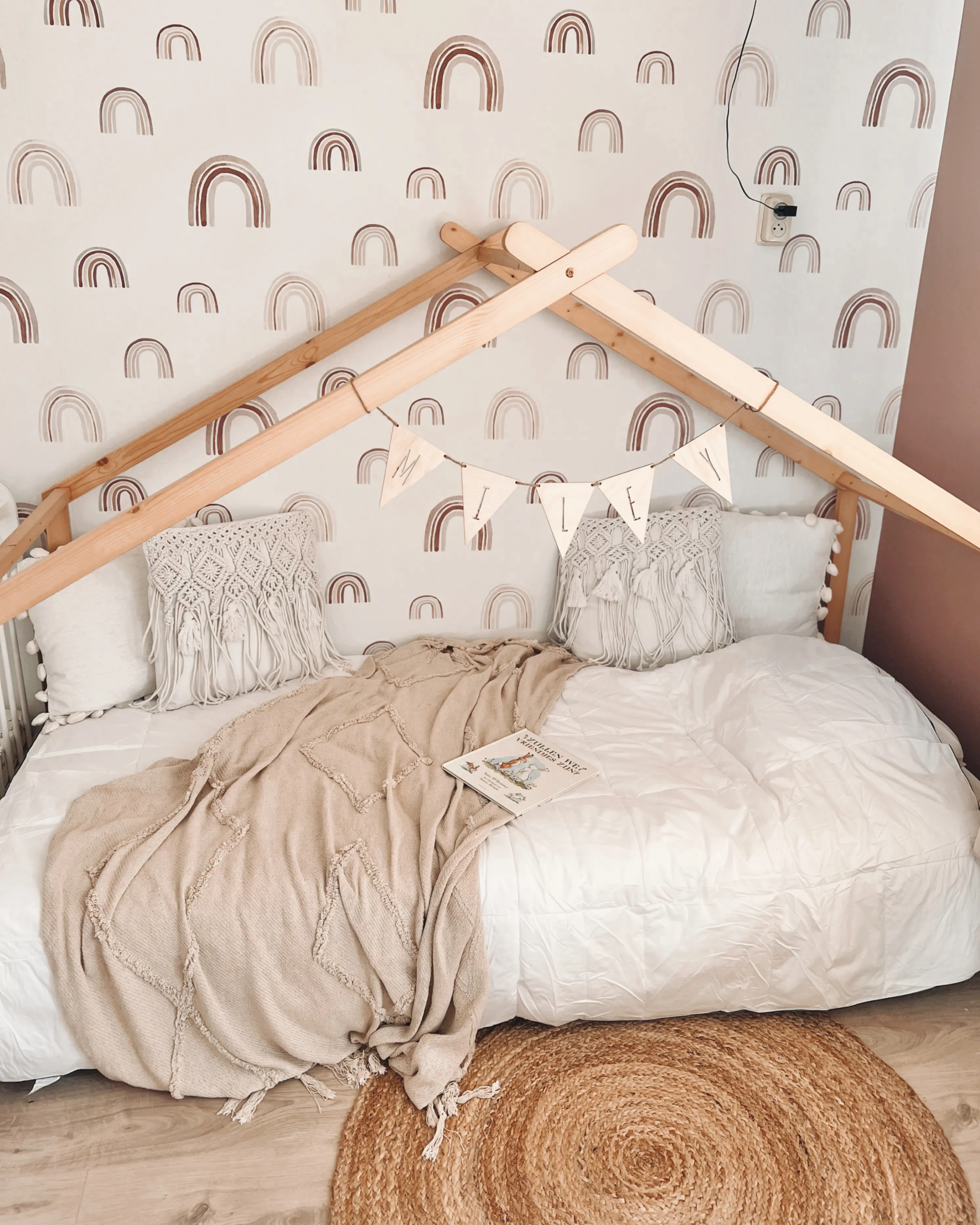 Kinderbed Huis Dennenhout ORLU 90 x 200 cm Lichtbruin
