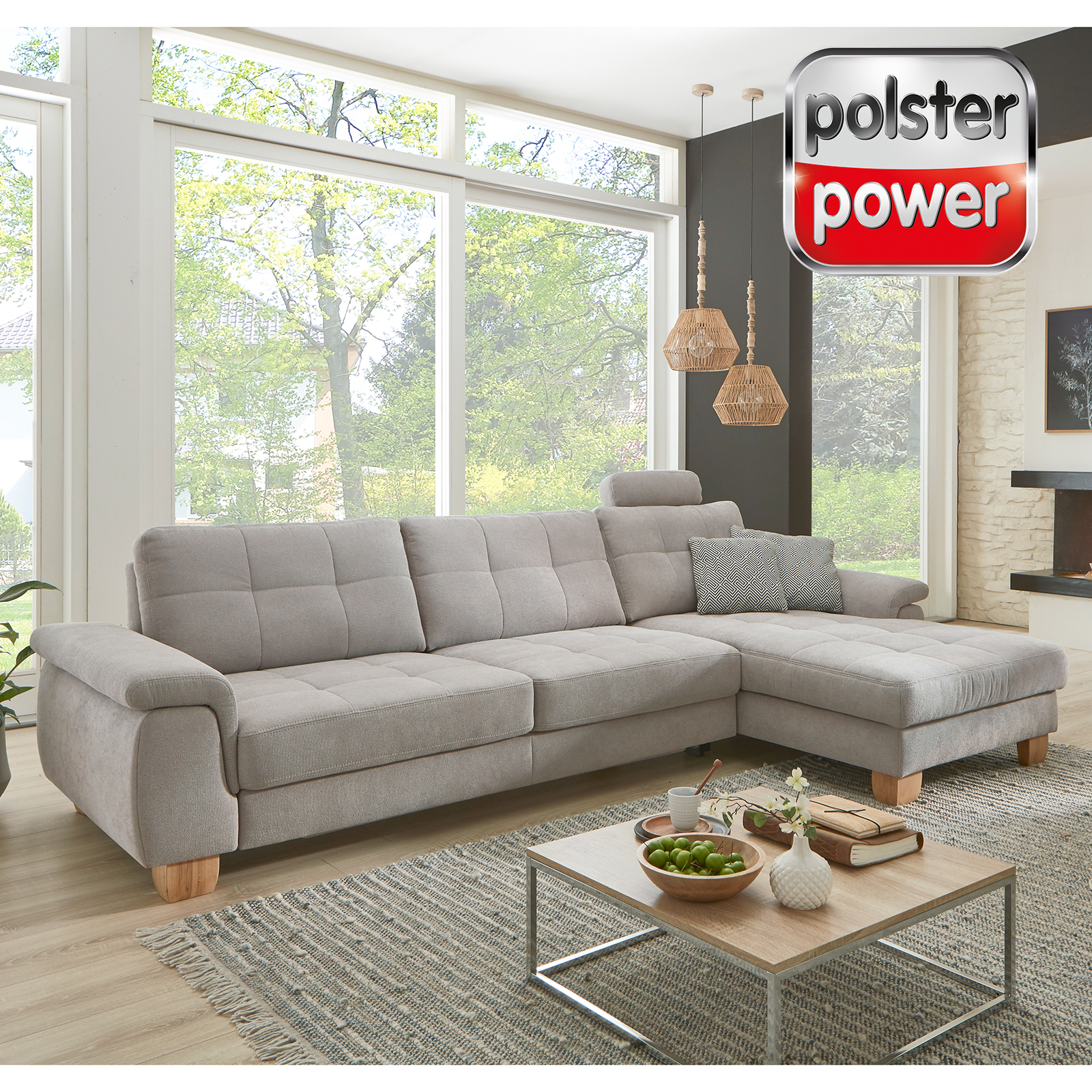polsterpower Ecksofa - alu - Basismodell - Canape rechts