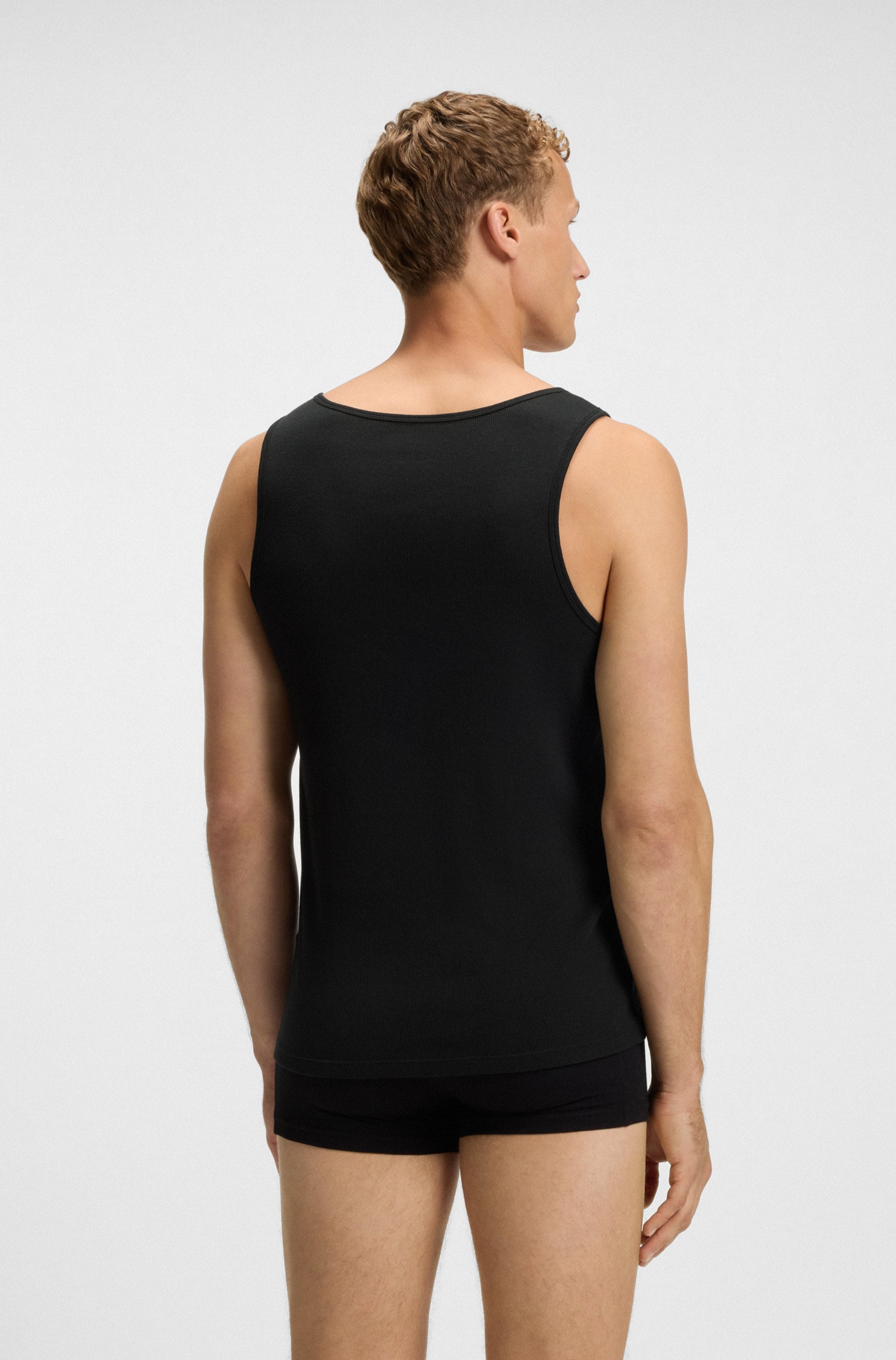BOSS Tanktop »3P RibClassic BOSS ONE«, Ton in Ton Stickerei auf der Brust