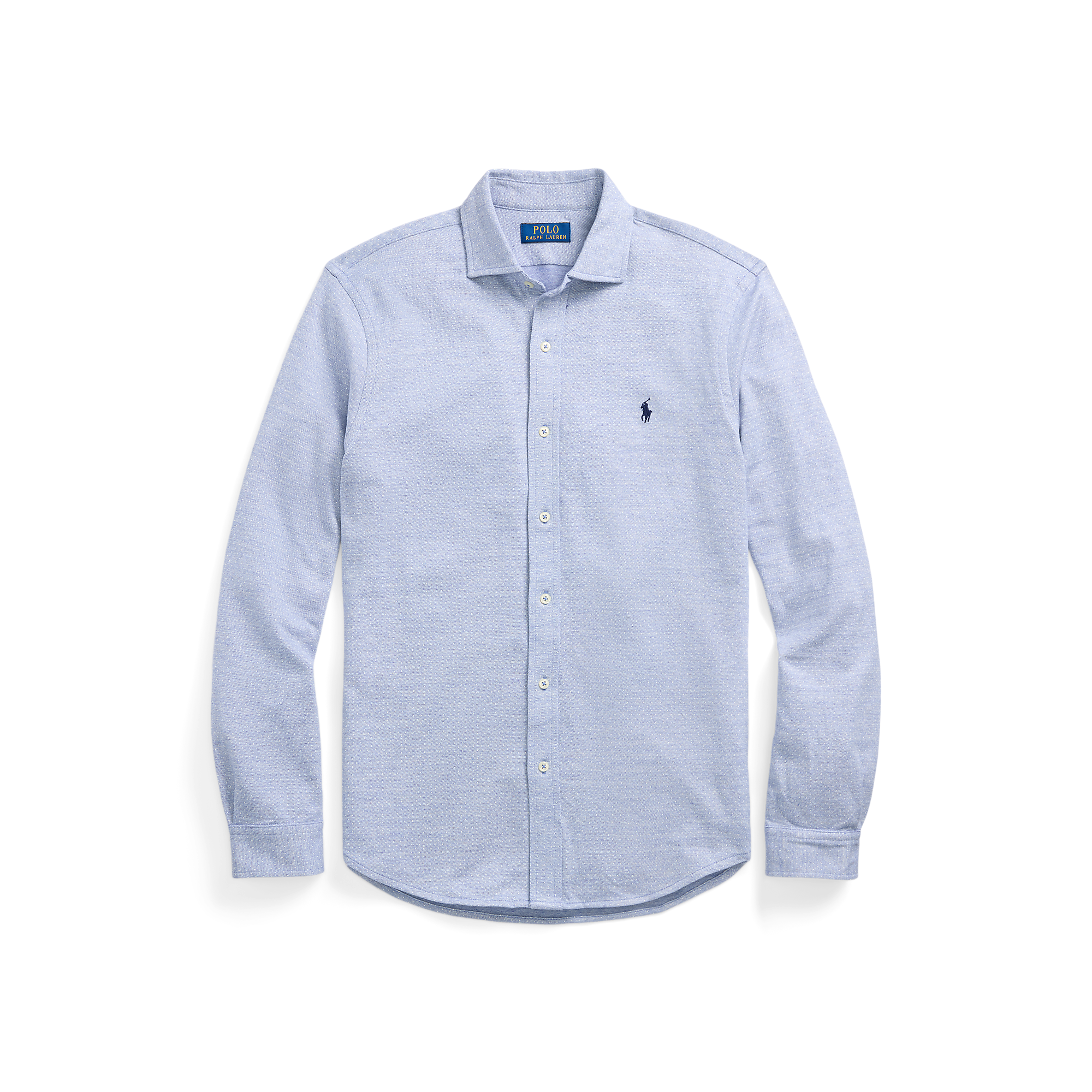 Chemise droite col italien en coton | Bleu