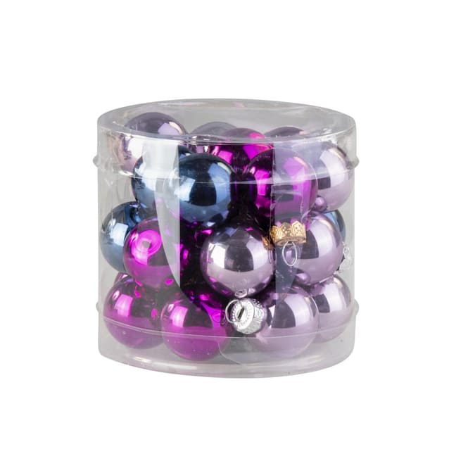 Christbaumkugeln lila/pink/dunkelblau - ca. 2,5 cm - 24 Stück