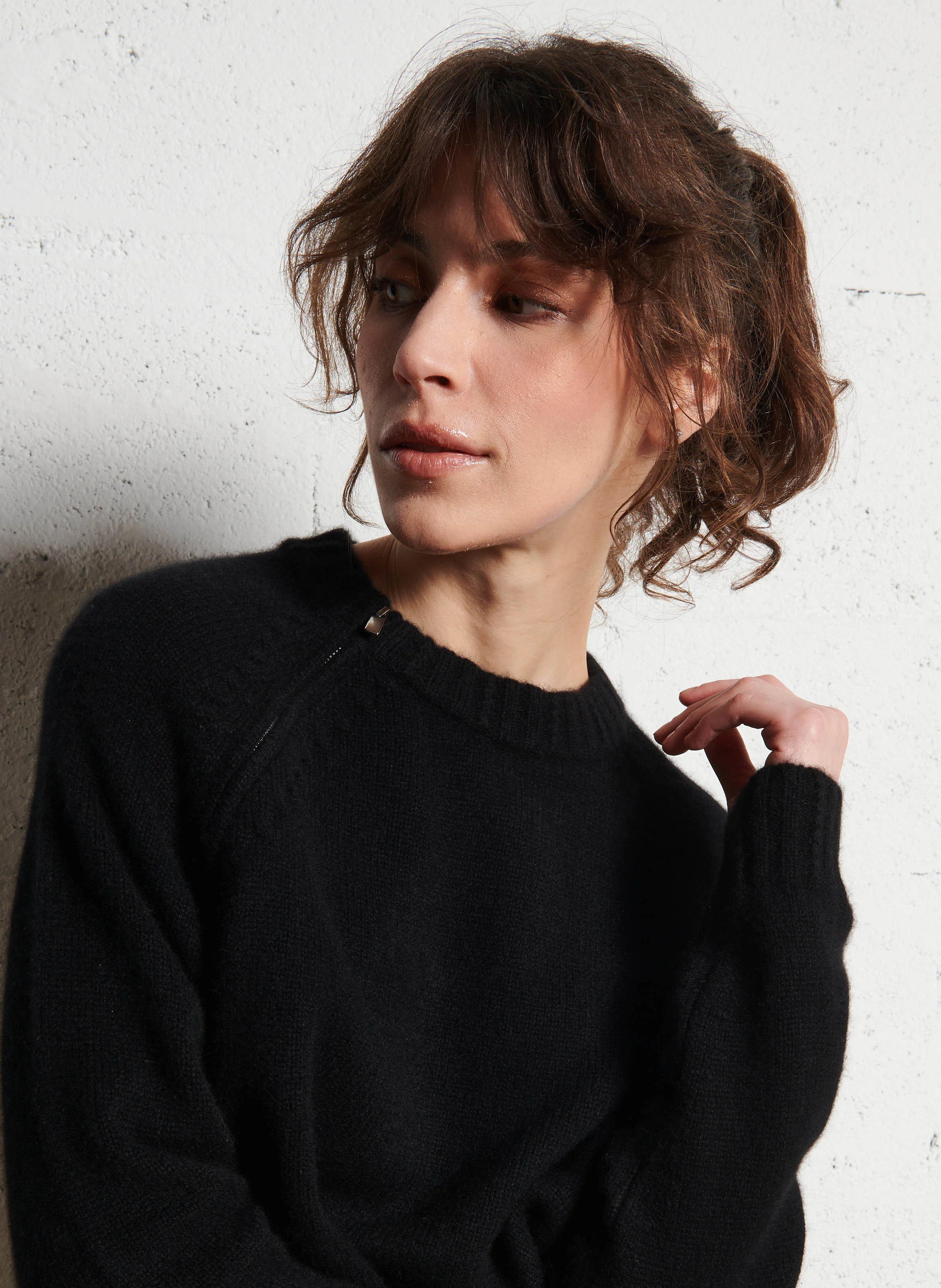CORVY - Pull court col rond en cachemire | Noir