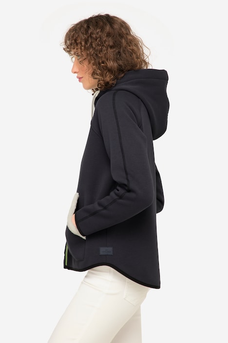 Hoodie-Jacke, Sweat, Teddy-Innenseite, Kapuze, Raglan-Langarm
