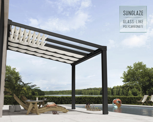 Palram-Canopia kabelspanzonnescherm - schaduwset voor terrasoverkapping Stockholm 370x340 cm (5 stuks 64,5x340 cm) wit