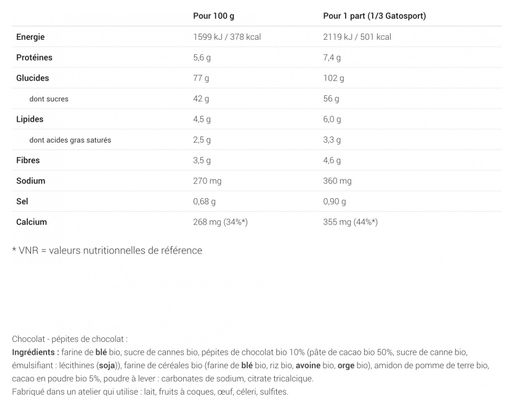 Gâteau énergétique Overstims Bio Gatosport Chocolat - 400g