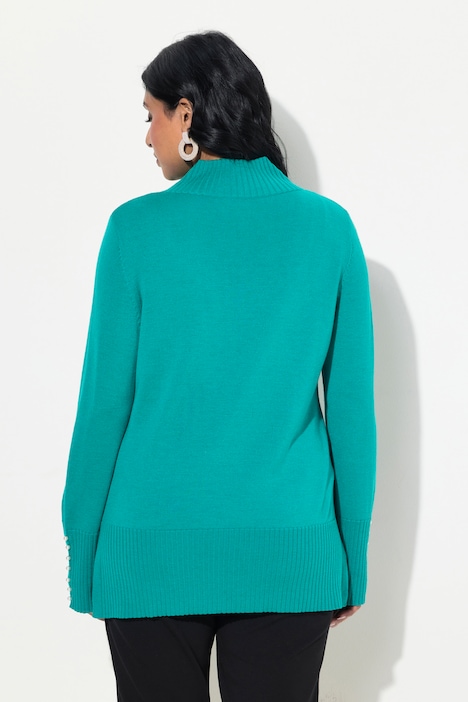 Pullover, Woll-Seidenmischung, Stehkragen, Zierperlen