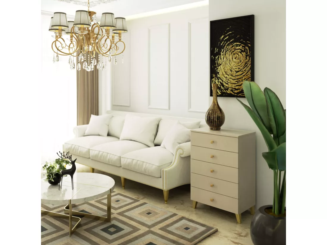 Commode AKORD MOBI Cachmire 60 cm 5 tiroirs 60x37x89 cm