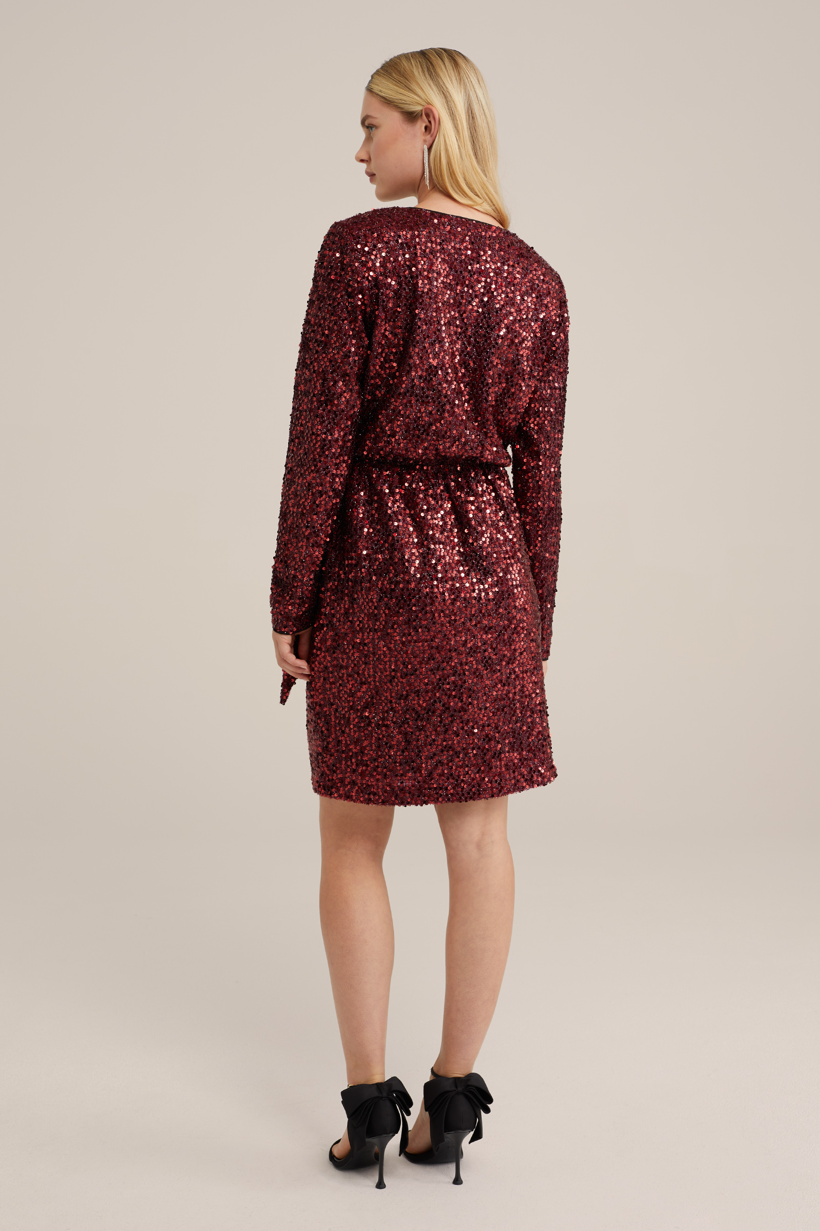 pailletten jurk WE Fashion Donkerrood