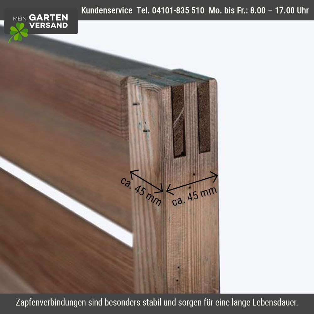 Sichtschutzzaun Holz 180x180 cm – Lamellenzaun aus druckimprägniertem Kiefer/Fichte, blickdichtes Zaunelement für Garten, Terrasse & Balkon „Berlin
