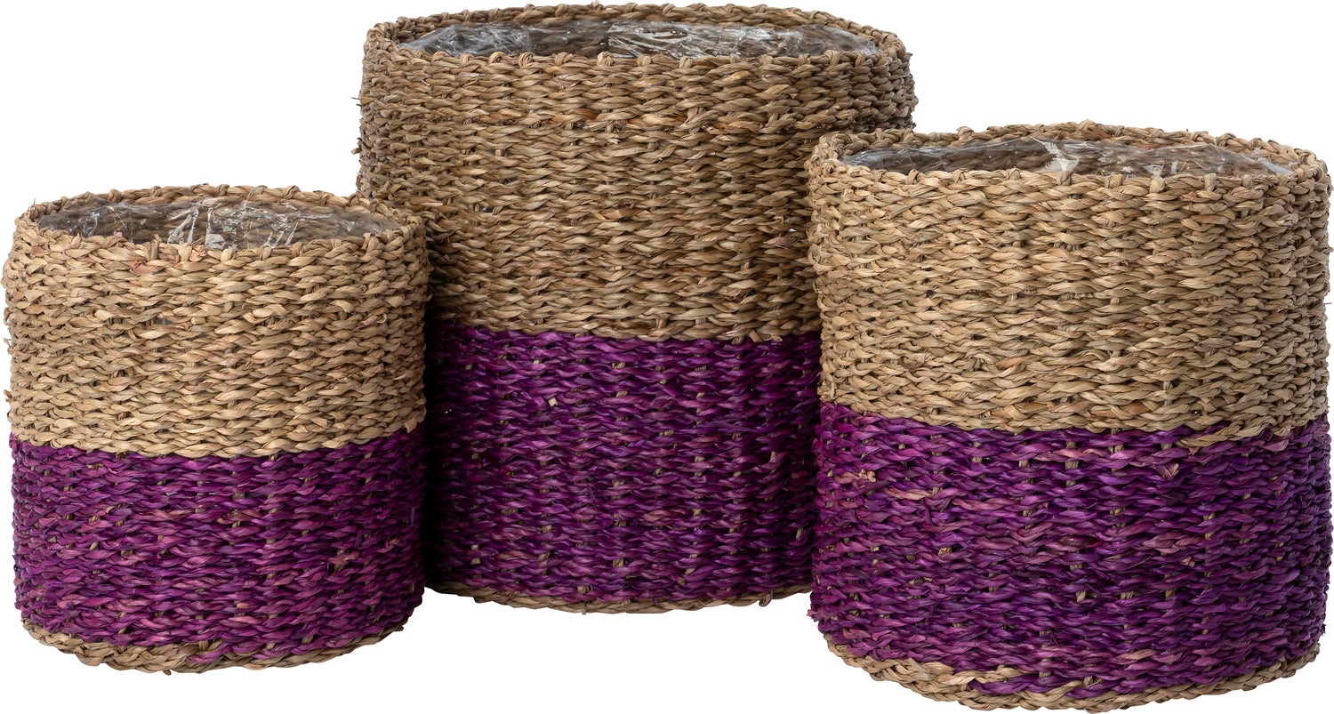 Intratuin plantenmand Ruben duotoon naturel / paars D 18 H 19 cm