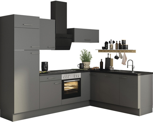 Optifit hoekkeuken met apparatuur Mats825 270 cm basaltgrijs mat gedemonteerde variant links KCMA 2720LE-8+