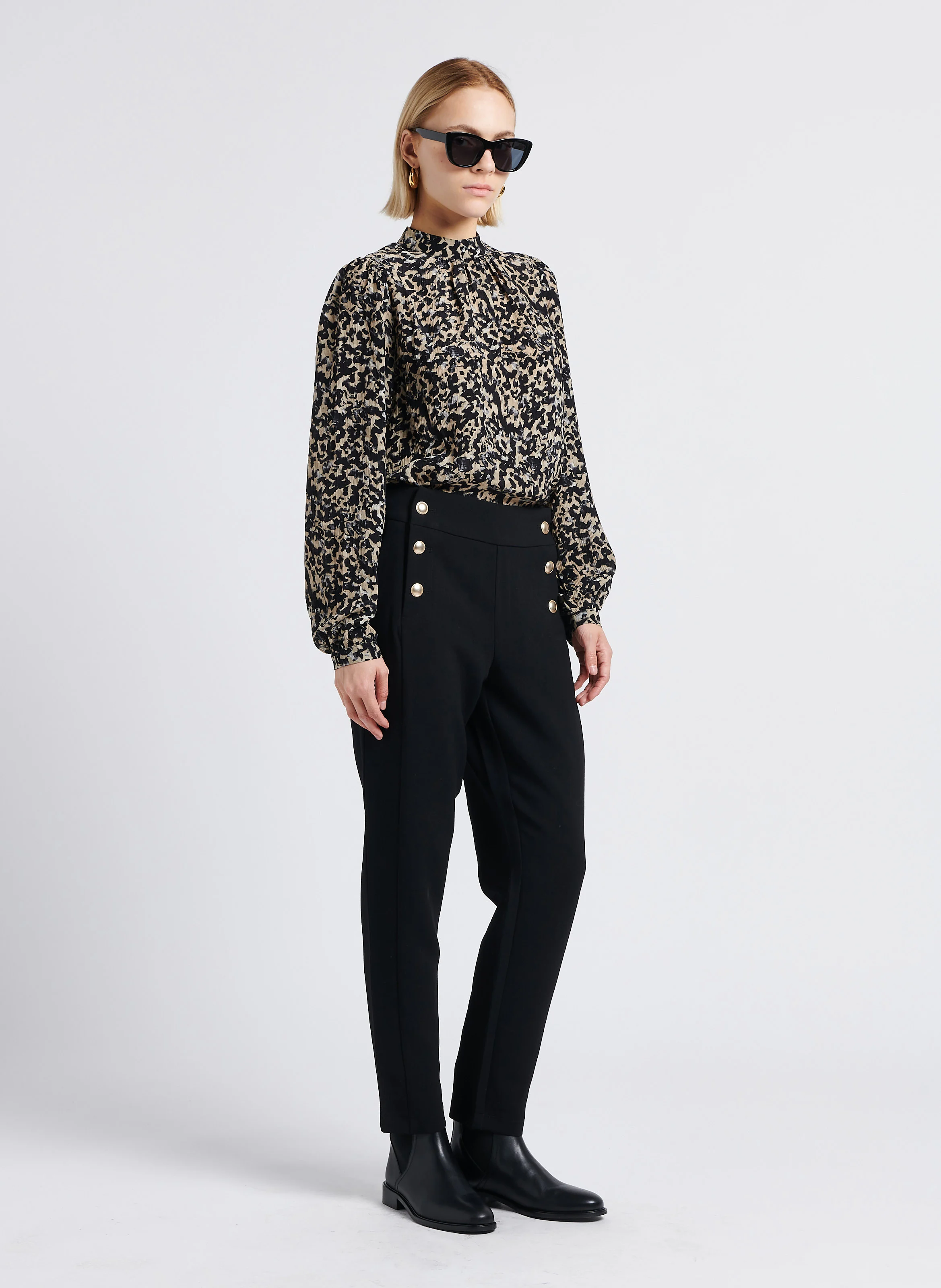 WINNIE - Pantalon taille haute droit | Noir
