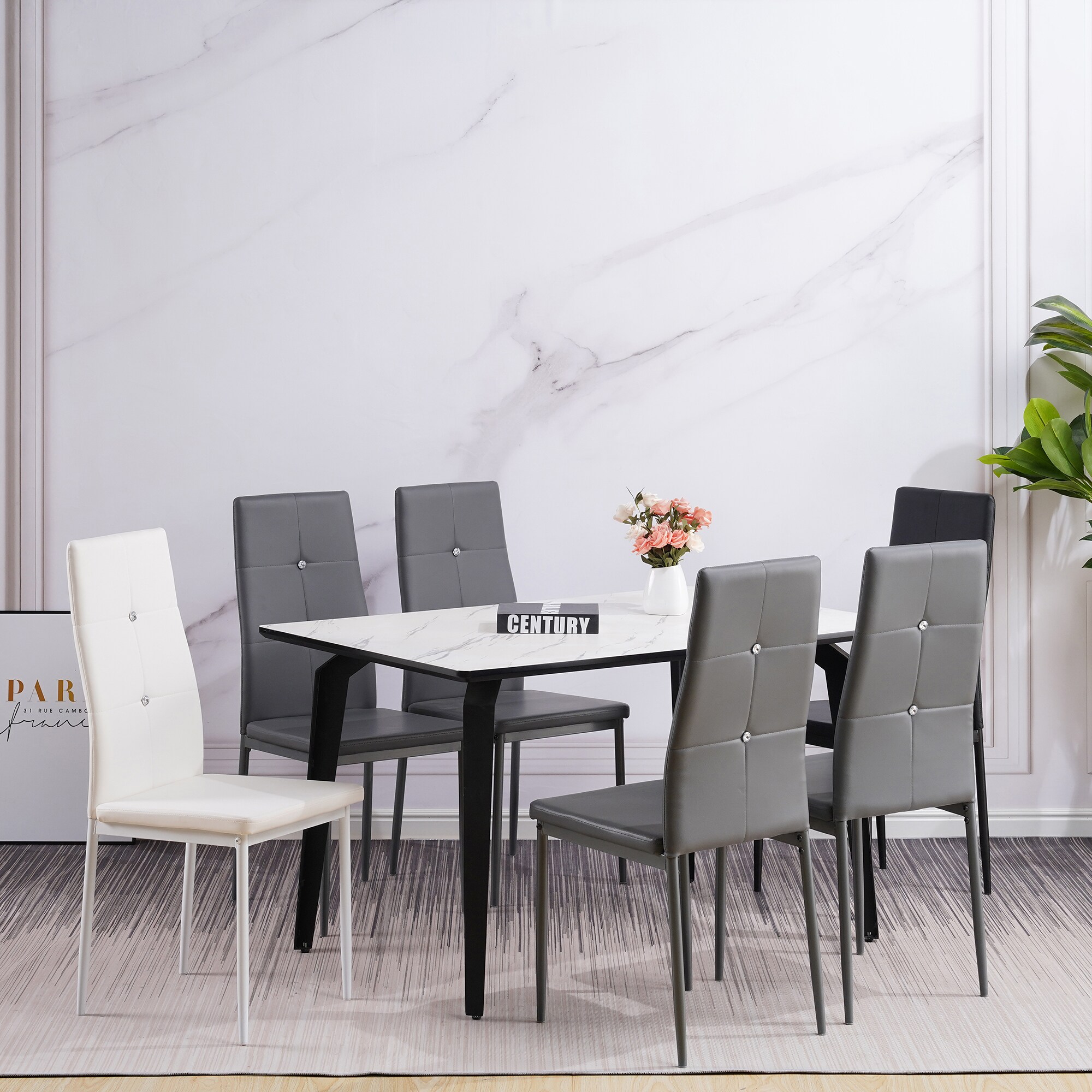 Albatros Esszimmerstühle DIAMOND 4er Set, Weiss - Edler Diamant-Look, Polsterstuhl mit Kunstleder-Bezug, Modernes Stilvolles Design am Esstisch Küchenstuhl Stuhl Esszimmer hohe Belastbarkeit