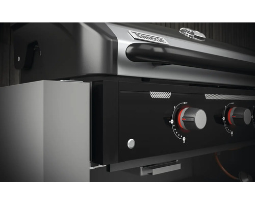 Tenneker® Halo TG 4B Gasgrill, 103,7 x 61 x 56,2 cm, 4-pits inbouwgasgrill, gietijzeren rooster, platformsysteem, glazen inzetstuk in het deksel