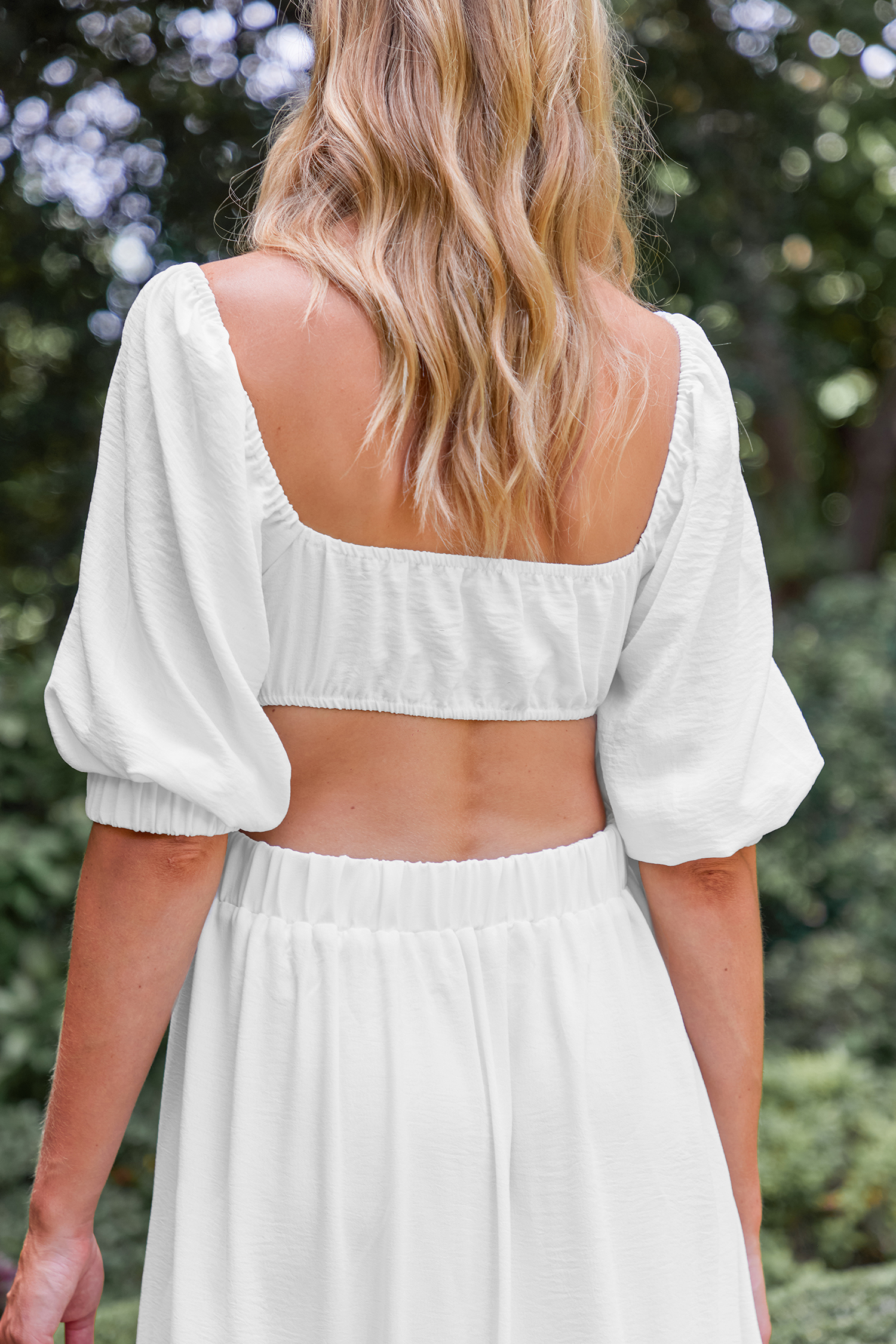 Robe maxi à volants découpée blanche