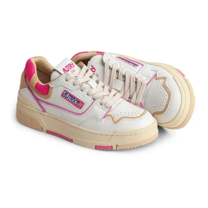 Autry Baskets CLC Low Cuir Bicolore | Rose fuschia