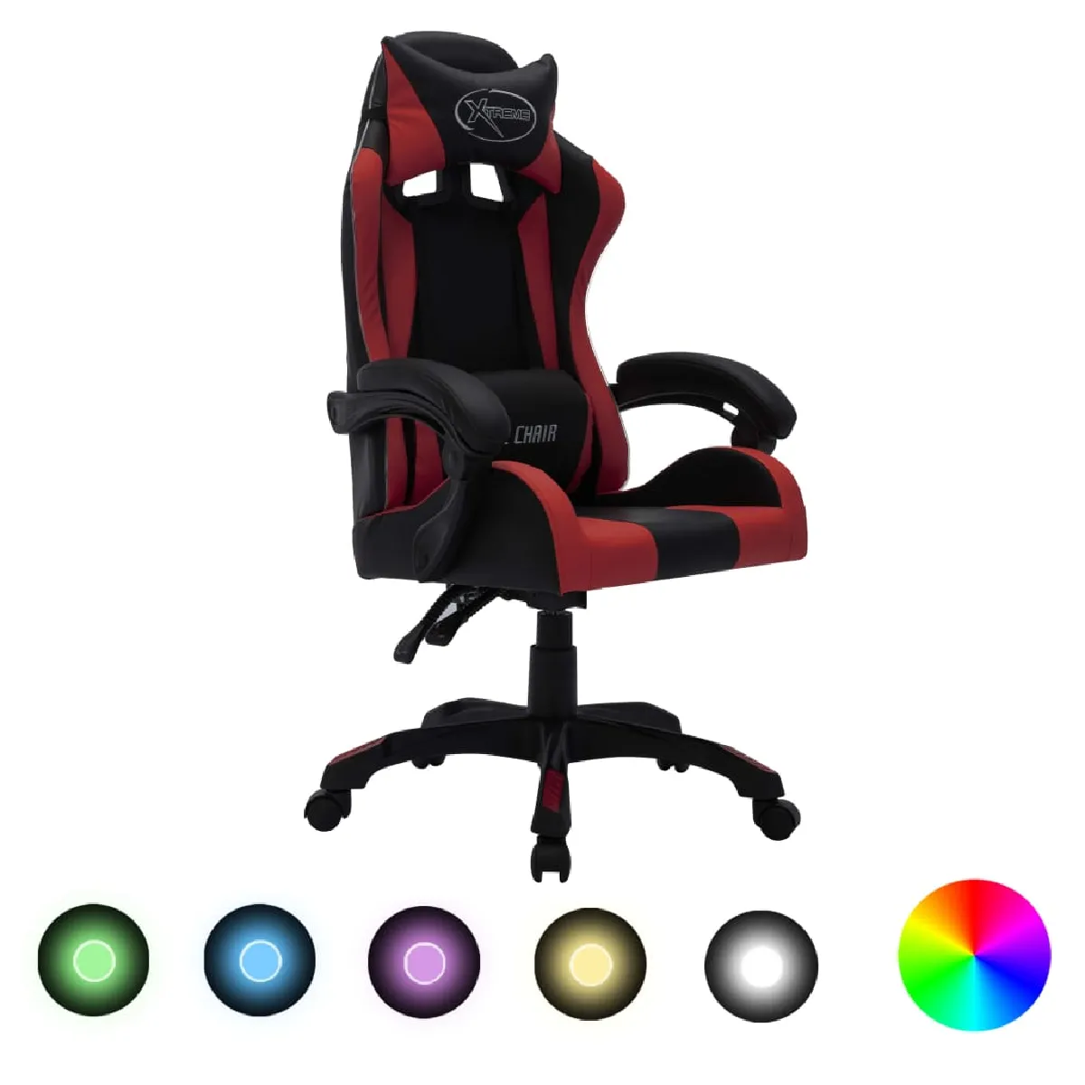 vidaXL Gaming LED - Bordeaux/Noir