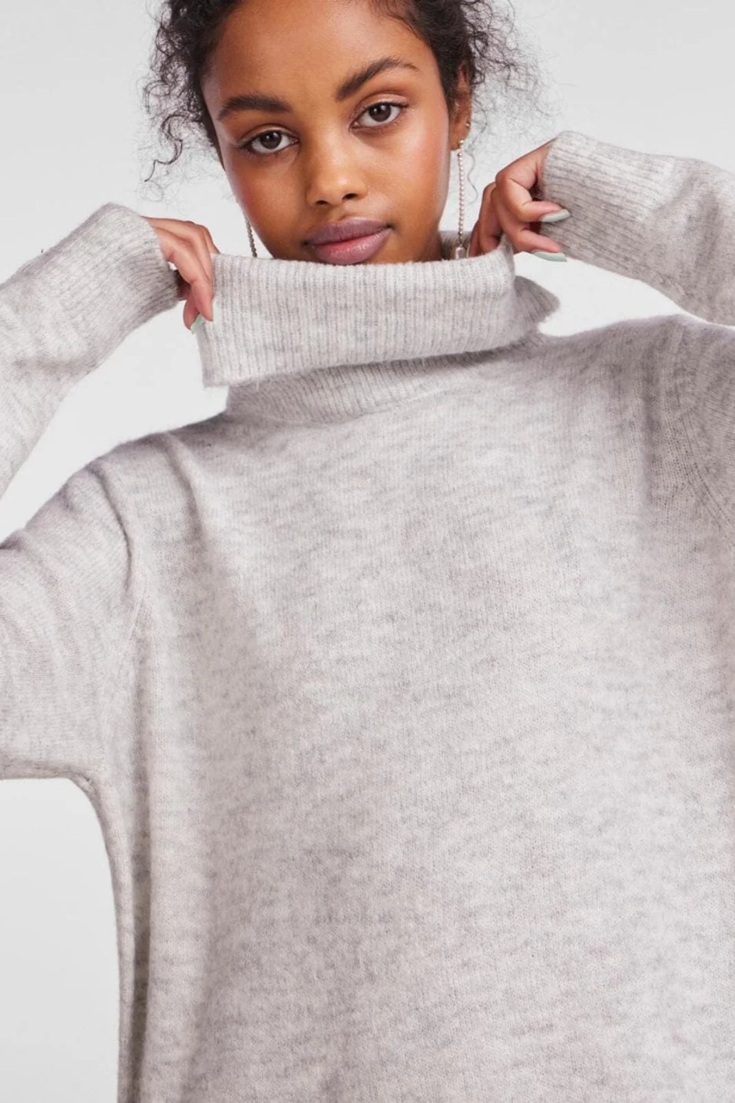 Pieces Pcjuliana Ls Rollneck Knit Dress 3933931 light grey melange
