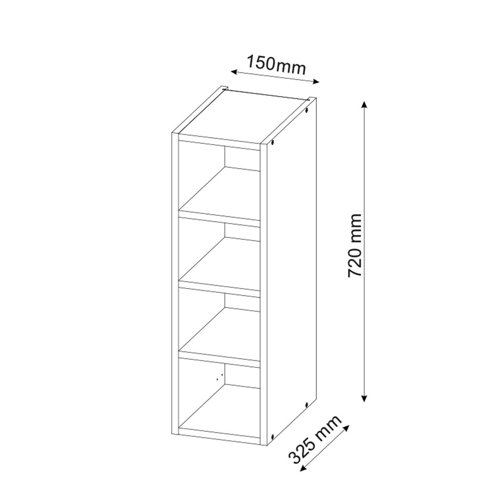 Vicco Regalhängeschrank Küchenschrank Küchenmöbel Fame-Line Weiß 15 cm modern Küche Hängeschrank Einbauküche Einlegeboden Küchenzeile Regal Aufbewahrung
