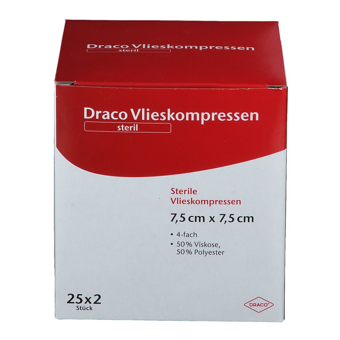 Draco Vliesstoffkompresse 4fach, 7,5 x 7,5 cm steril