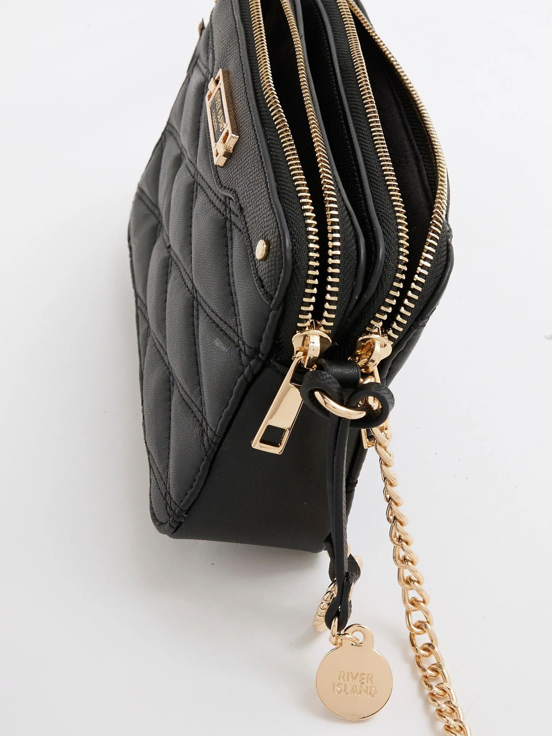Zwart - River Island Quilted Soft Cross-Body Bag