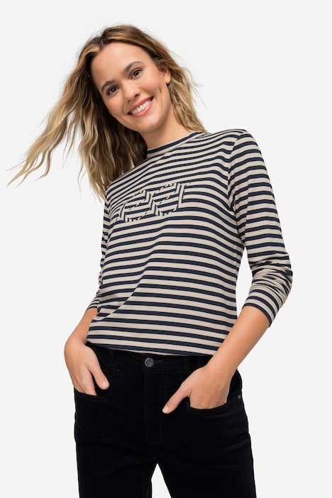 Ringelshirt, Laurasøn Logoprint, Rundhals, Langarm